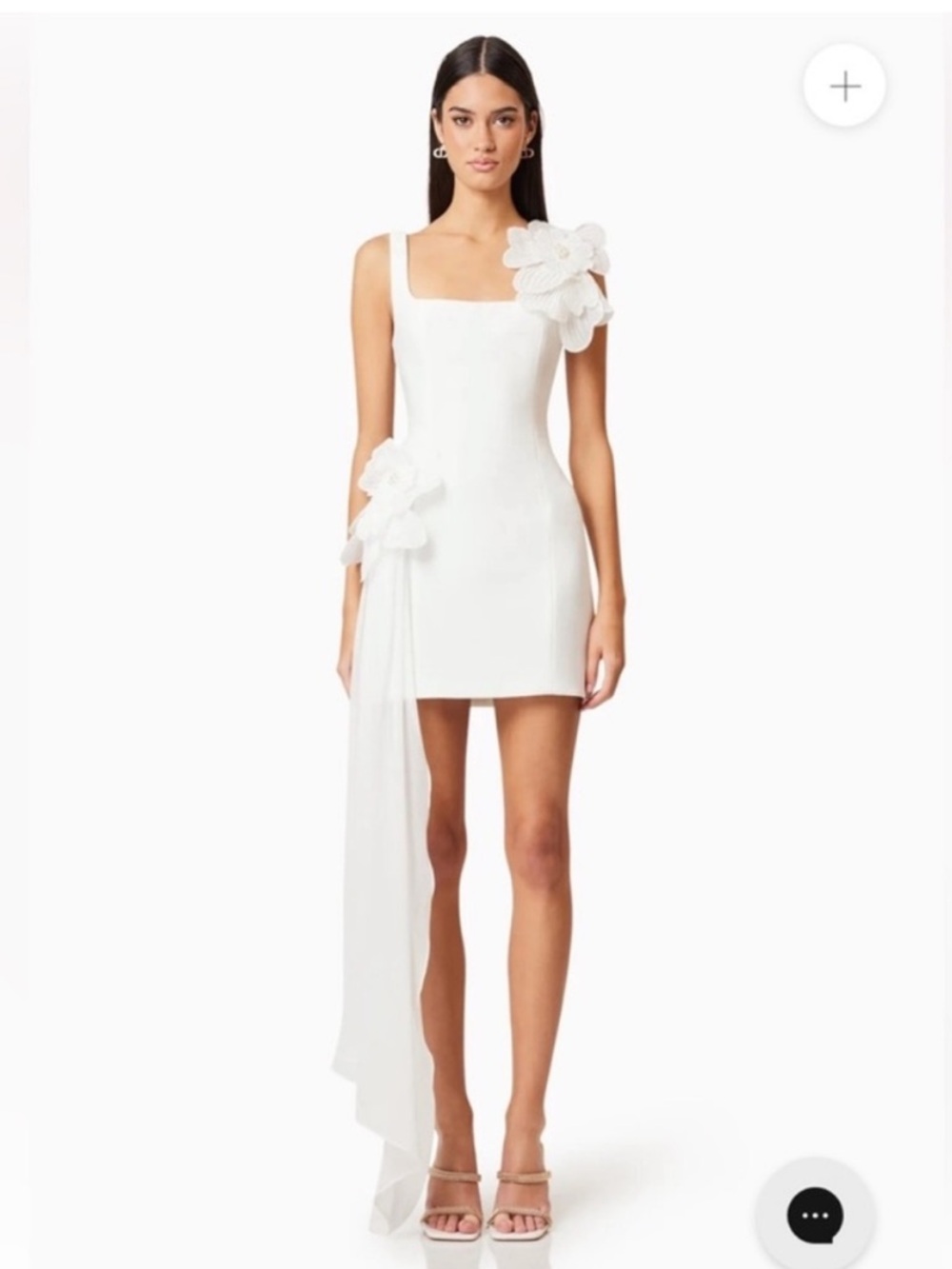 elliatt janelle white 3d oversized floral flower long sash mini dress size small - Picture 3 of 13